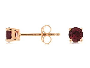 14K Rose Gold Rhodolite Stud Earrings