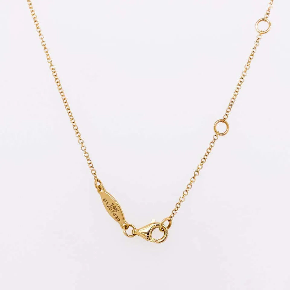 14k Yellow Gold Curved Bar, Waterfall Chain Necklace