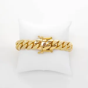 15mm Solid Gold Cuban Link Bracelet