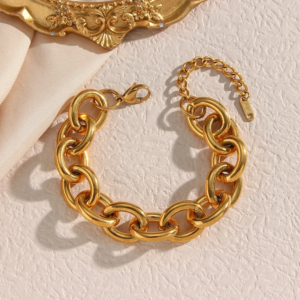 17cm-22cm 15mm Width Chunky Oval Link Chain Bracelet