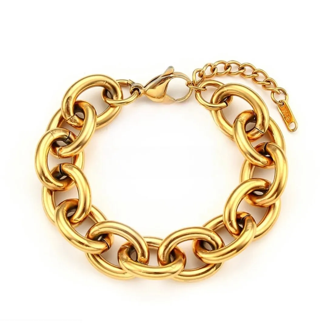 17cm-22cm 15mm Width Chunky Oval Link Chain Bracelet