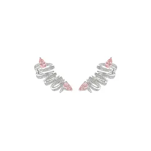 18k Amazonia (cocar) White Gold Earring With 0.80 Cts Vs-Gh Diamonds  And Morganite