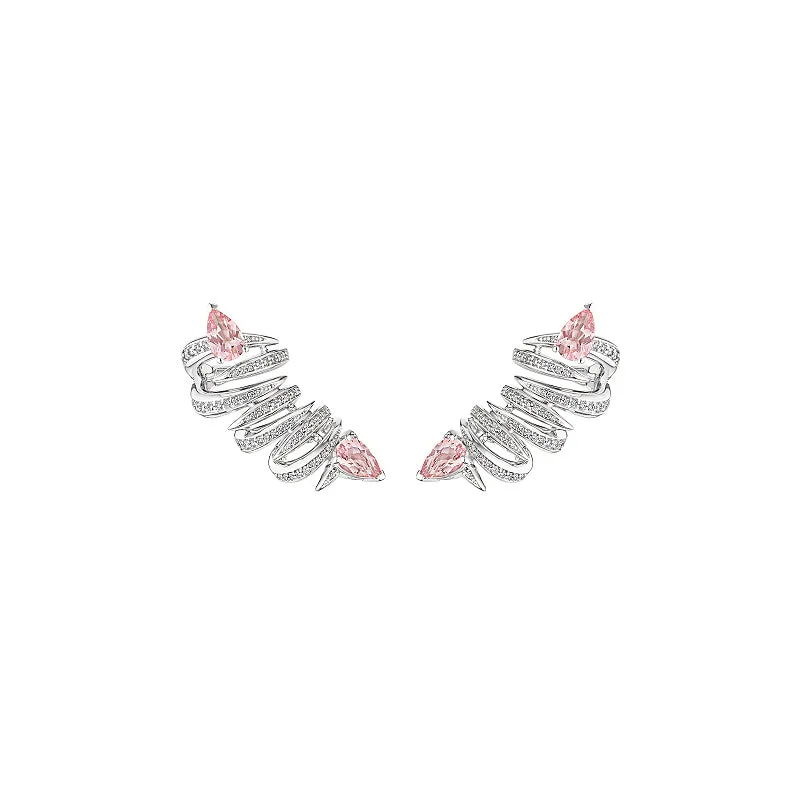 18k Amazonia (cocar) White Gold Earring With 0.80 Cts Vs-Gh Diamonds  And Morganite