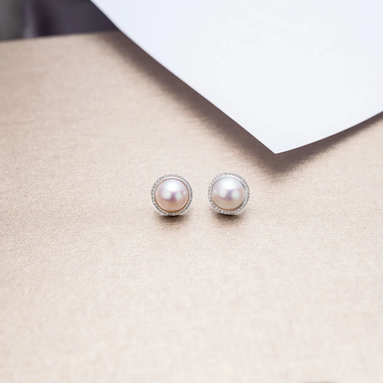 18K Diamond Edison Mabe Pearl Earrings KE00122 | Si Dian Jin