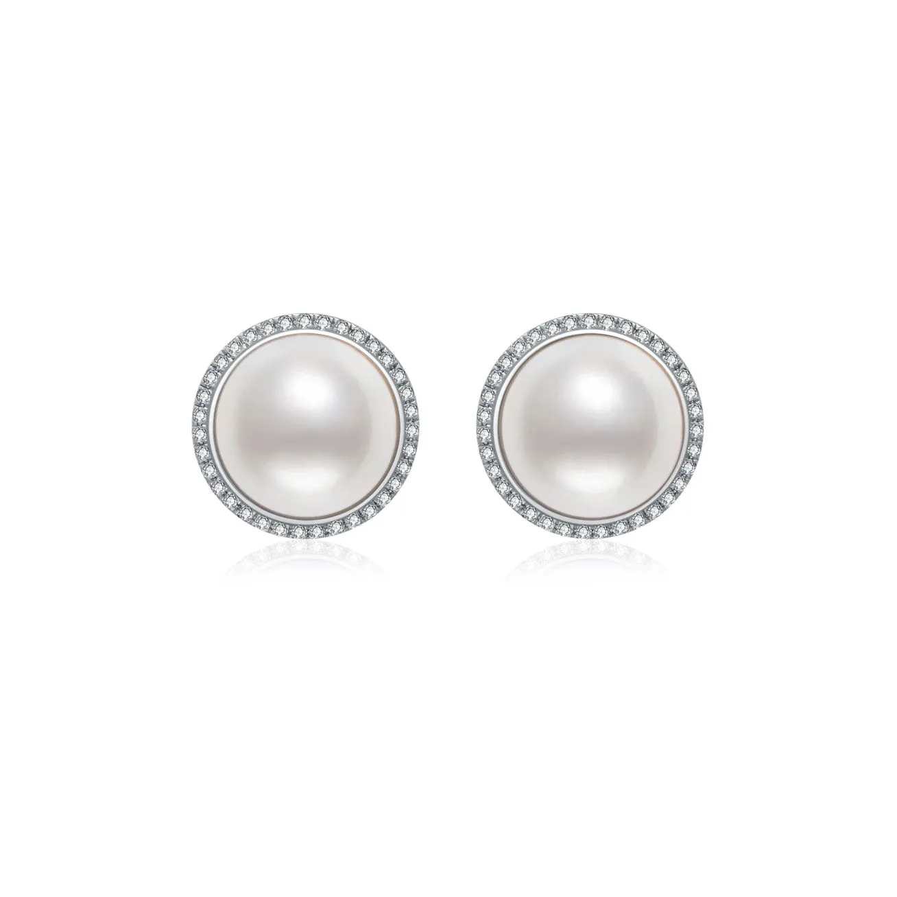 18K Diamond Edison Mabe Pearl Earrings KE00122 | Si Dian Jin