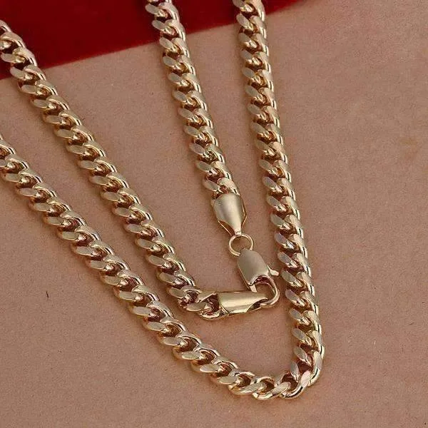 18k Gold Plated Men's Cuban Curb Link Chain Necklace