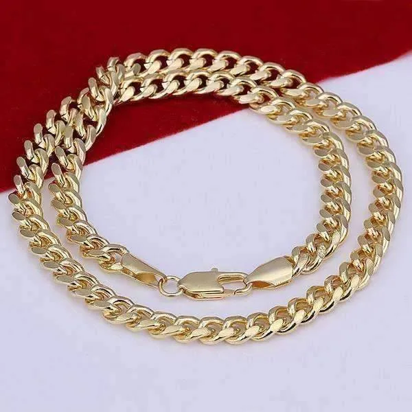 18k Gold Plated Men's Cuban Curb Link Chain Necklace