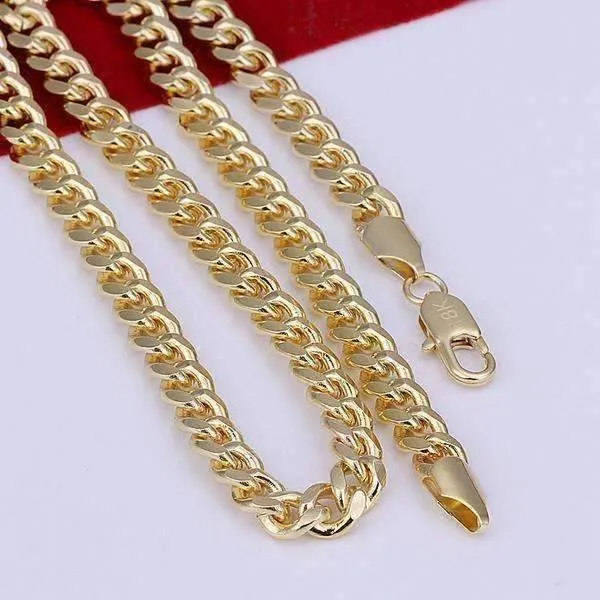 18k Gold Plated Men's Cuban Curb Link Chain Necklace