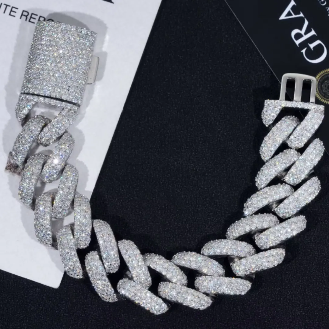 20mm Iced-Out Moissanite Cuban Link Bracelet – 925 Sterling Silver