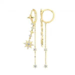 9ct Gold Zirconia Star Drop Earrings ER1176