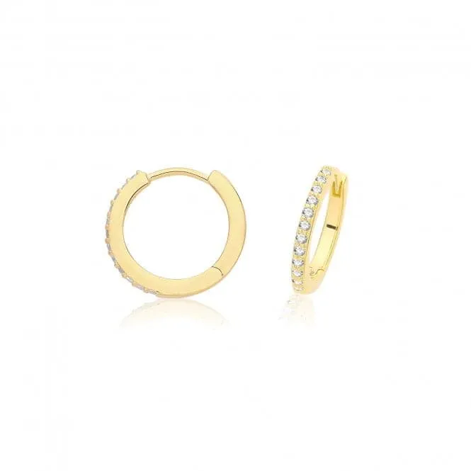 Acotis Silver Hinged Earrings Gold Plated Zirconia G51324GP