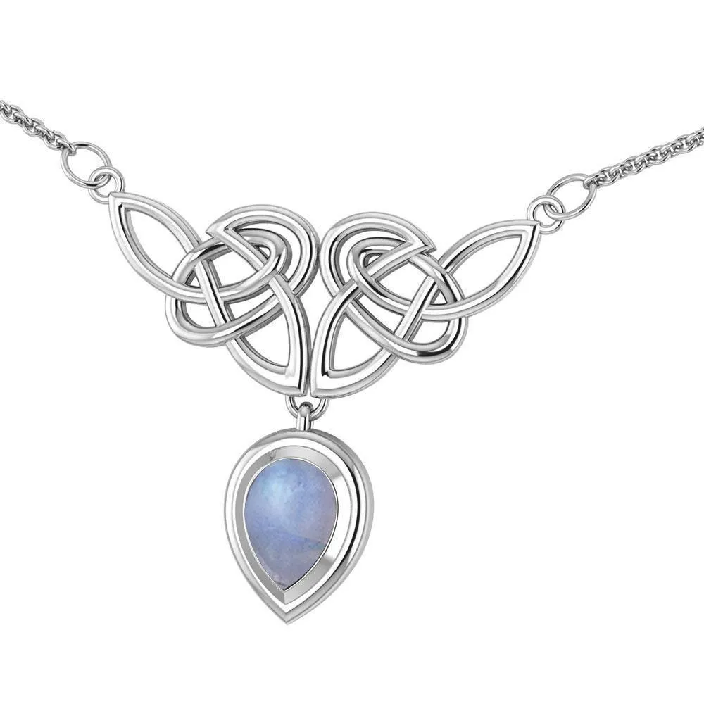 An imperishable elegance ~ Celtic Knotwork Sterling Silver Necklace with Gemstone TN132