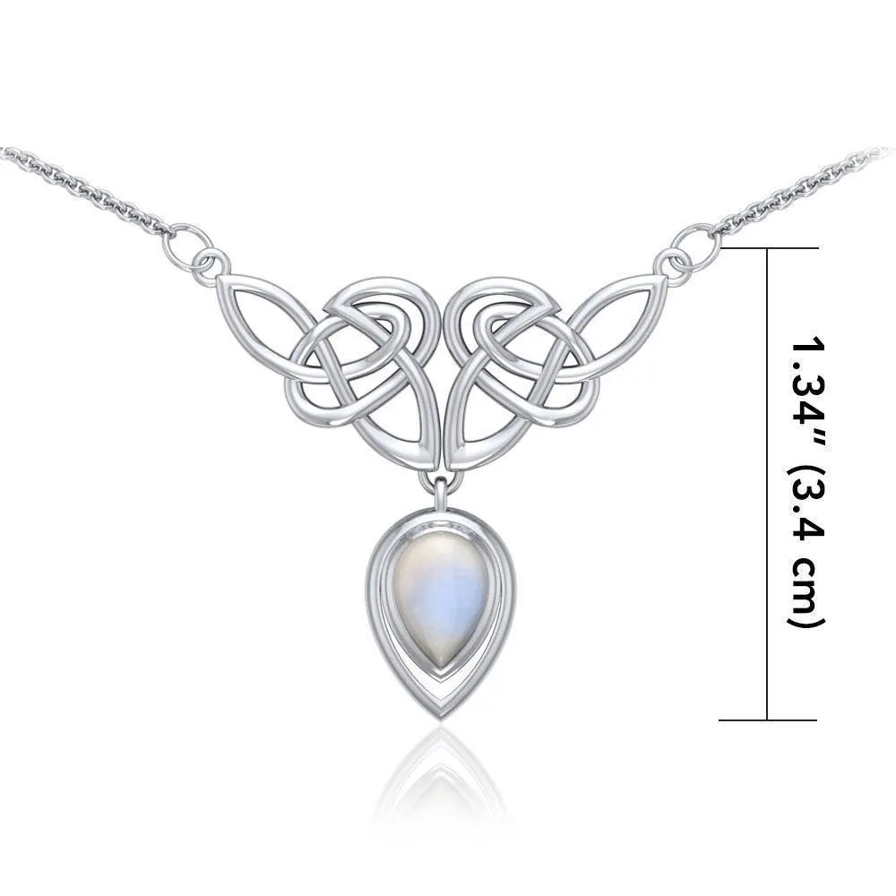 An imperishable elegance ~ Celtic Knotwork Sterling Silver Necklace with Gemstone TN132