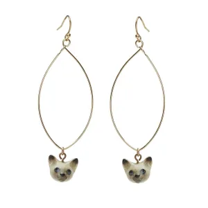 AND MARY Ceramic Cat Face Drop Earrings