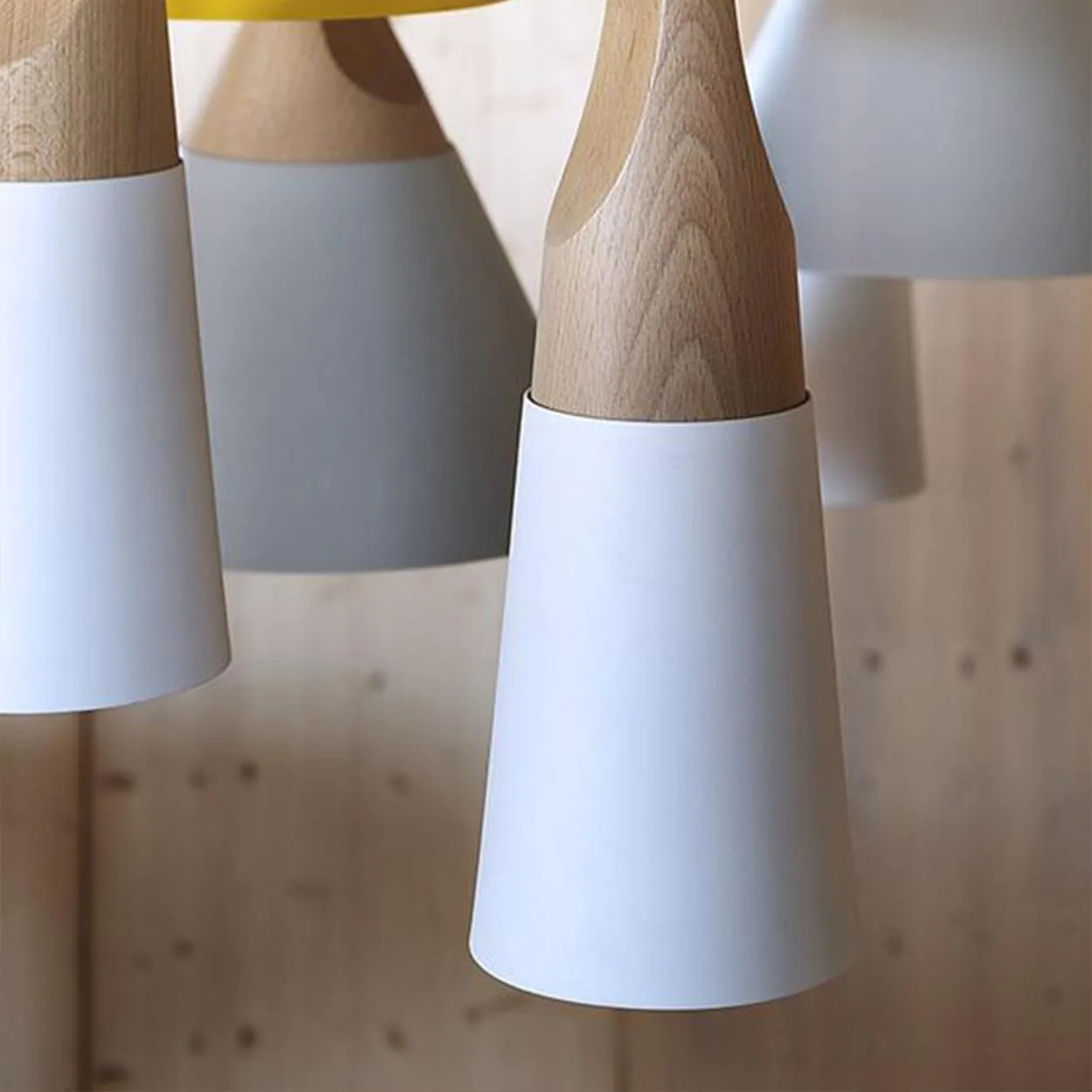 ANKUR NORDIC SLIM CONE NATURAL WOOD AND METAL PENDANT LIGHT