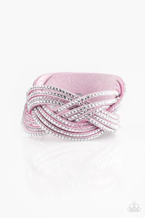 Big City Shimmer Purple and White Braided Wrap Snap Bracelet - Paparazzi Accessories