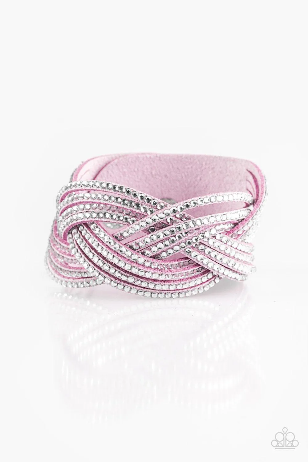 Big City Shimmer Purple and White Braided Wrap Snap Bracelet - Paparazzi Accessories