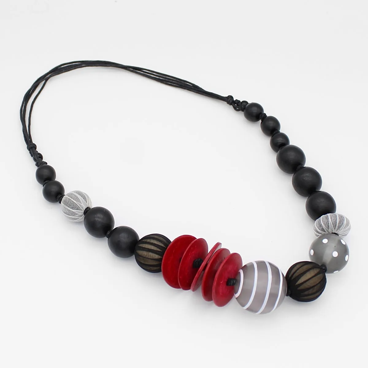 Black and Red Mixed Bead Amara Necklace