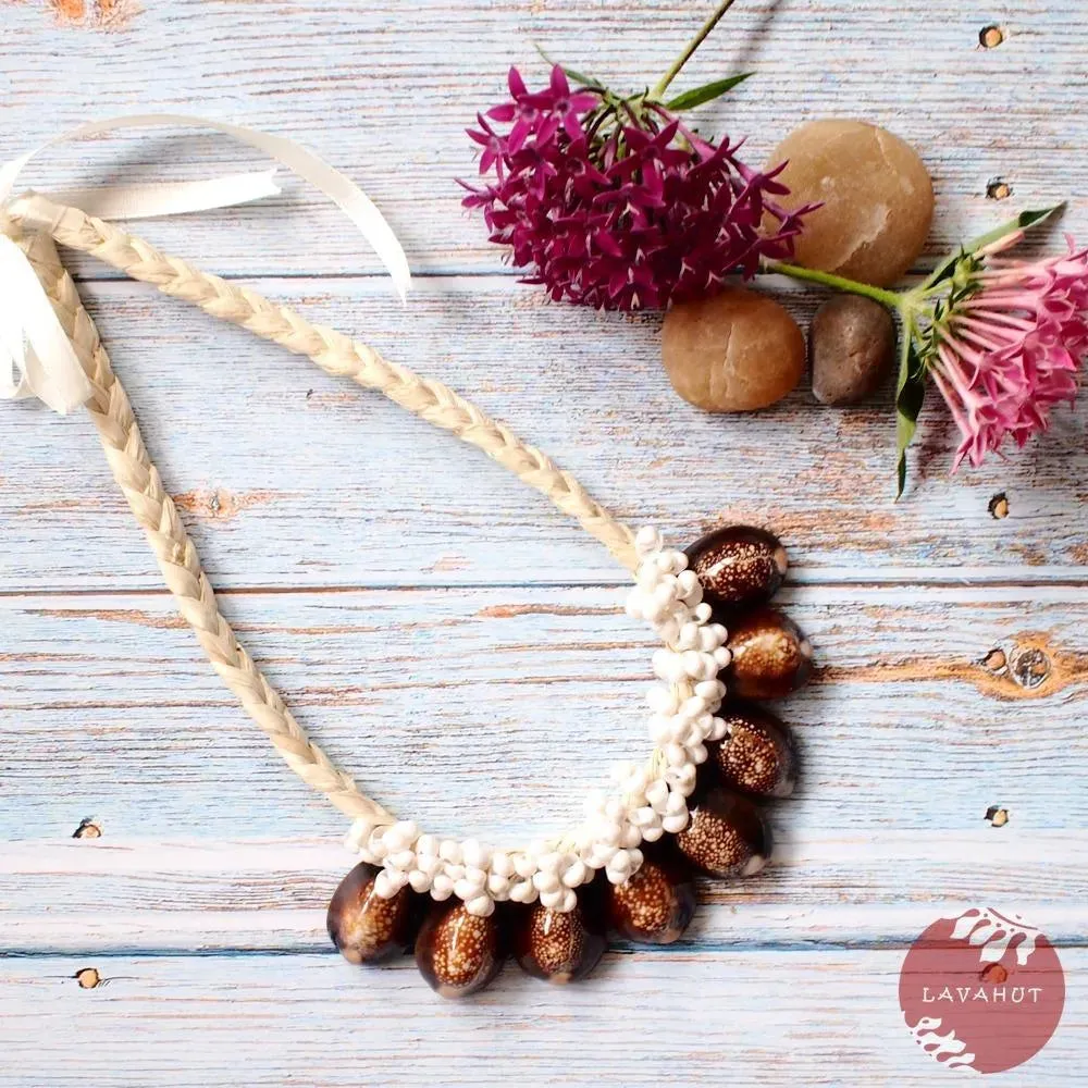 Brown Cowry Seashell Hawaiian Necklace