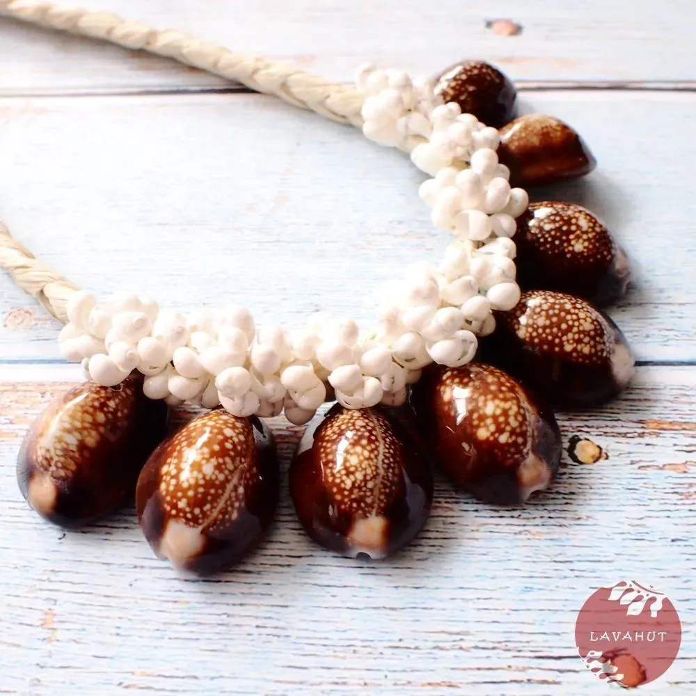 Brown Cowry Seashell Hawaiian Necklace