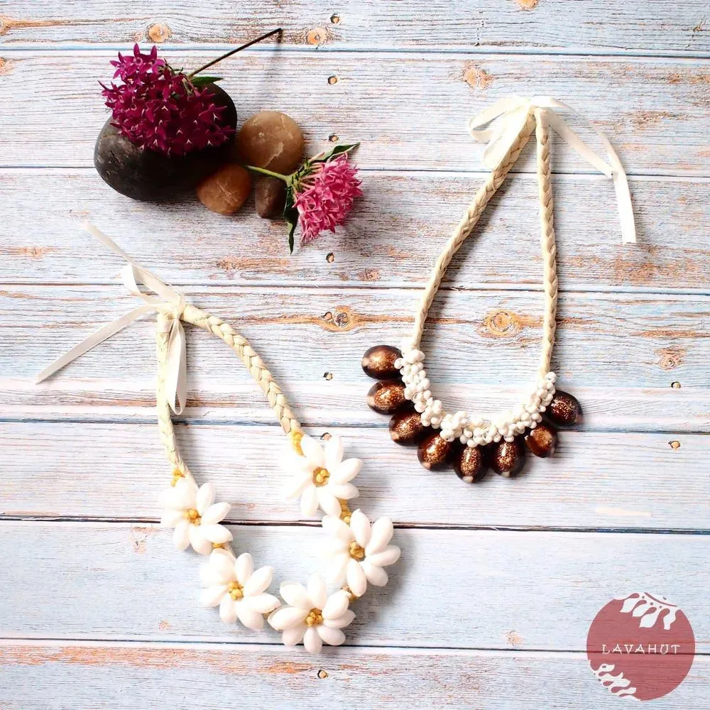 Brown Cowry Seashell Hawaiian Necklace