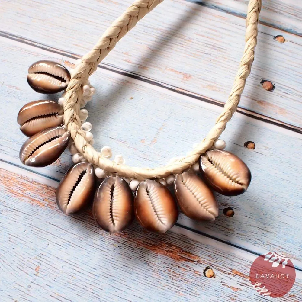 Brown Cowry Seashell Hawaiian Necklace