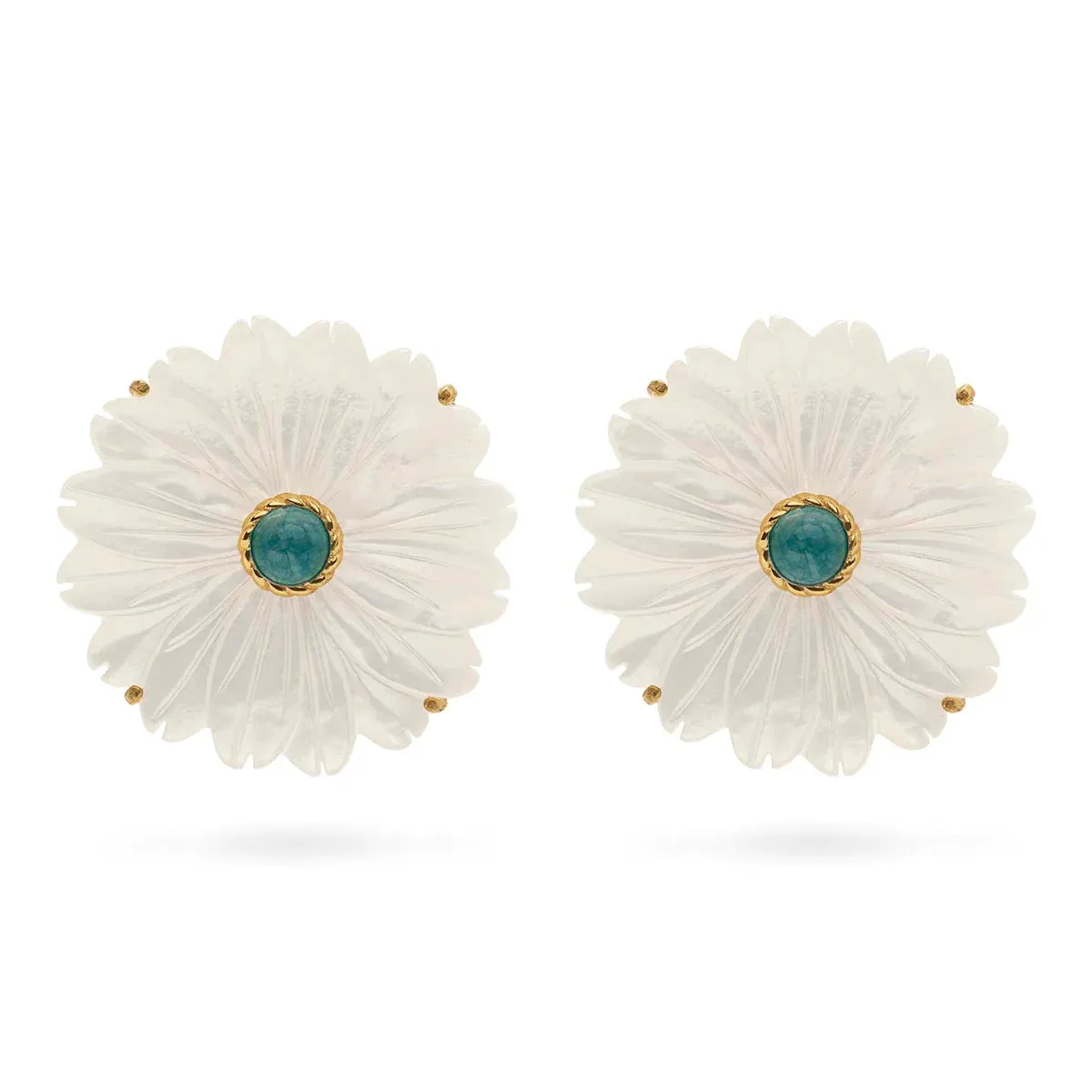 Capucine de Wulf Mermaid Garden Flower Stud Earrings - Ocean Jade