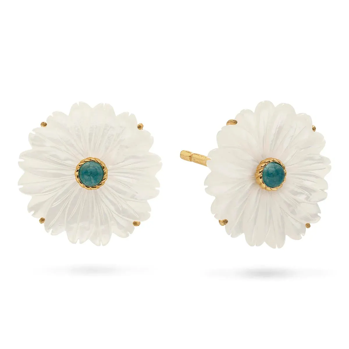 Capucine de Wulf Mermaid Garden Flower Stud Earrings - Ocean Jade