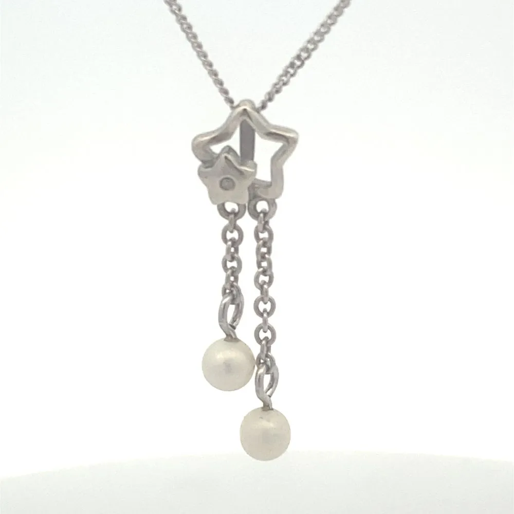 Carina Star with Pearl 925 Sterling Silver Pendant Necklace