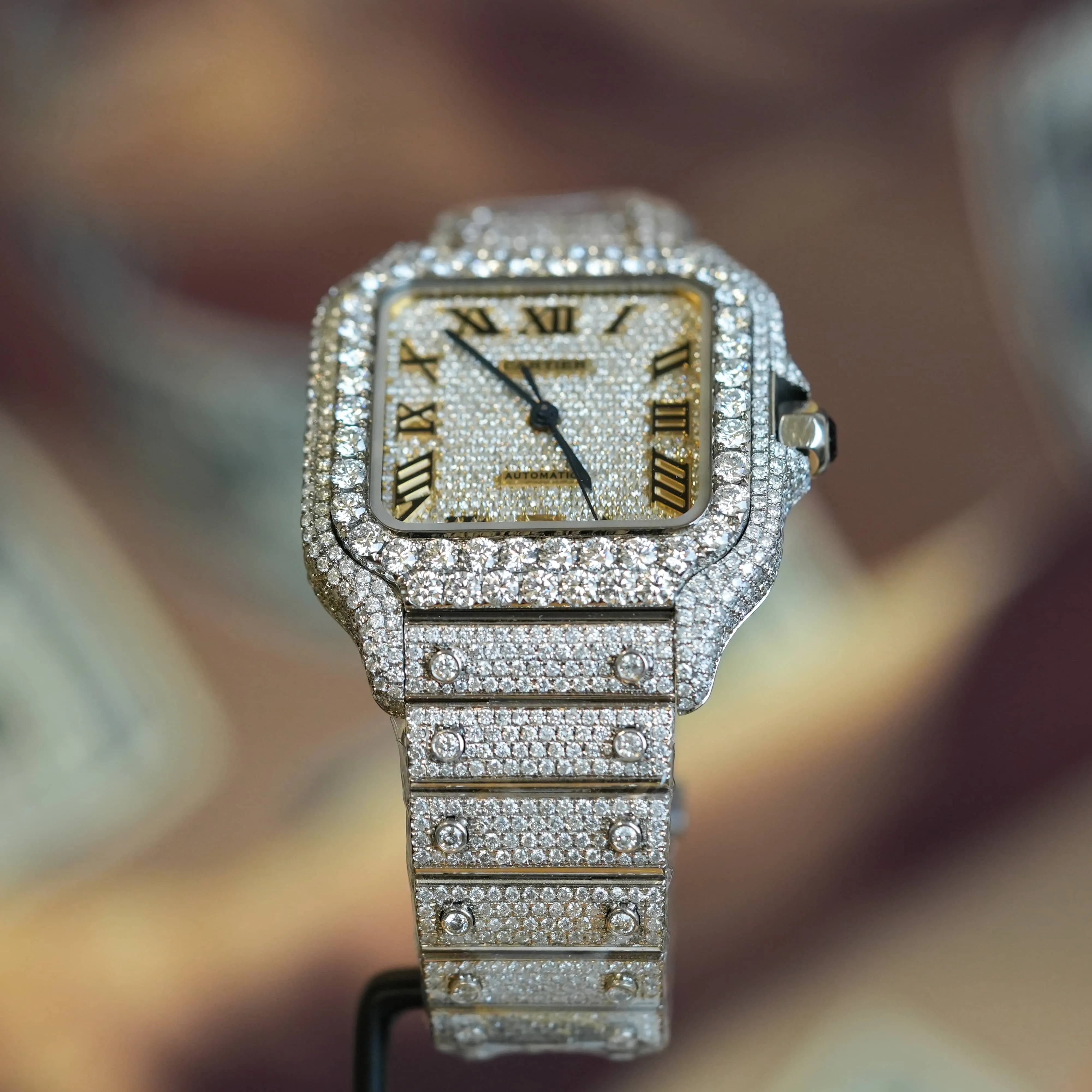 Cartier Santos Iced Out- Automatic 39.8mm