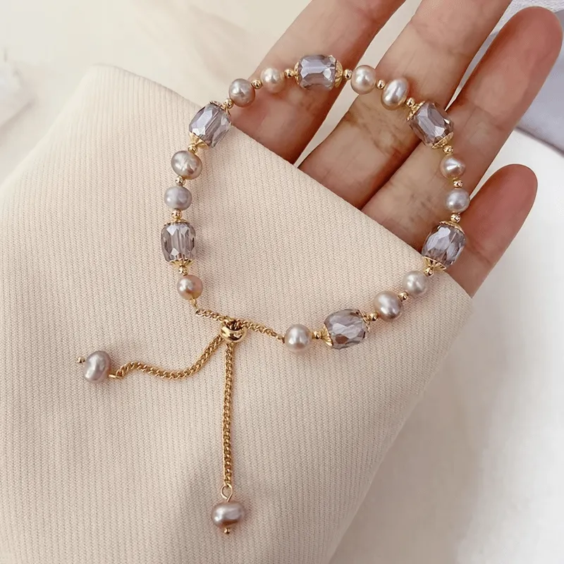 Chic Beaded Bracelet with Elegant Faux Pearls and Crystals