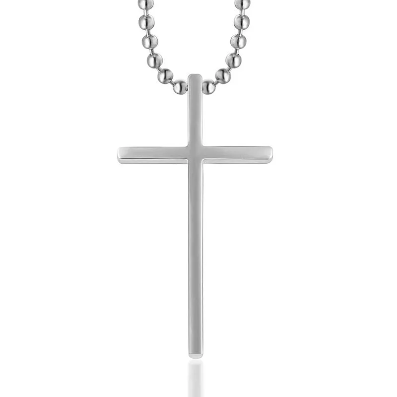 Couple's Simple Titanium Steel Cross Pendant Necklace - Japan and Korea Fashion for Men