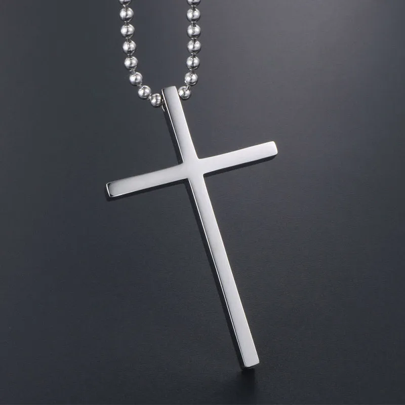 Couple's Simple Titanium Steel Cross Pendant Necklace - Japan and Korea Fashion for Men