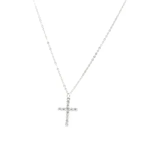 Cross Necklace CZ Cubic Zirconia 925 Sterling Silver Zircon Daywear Casual Dainty Necklaces