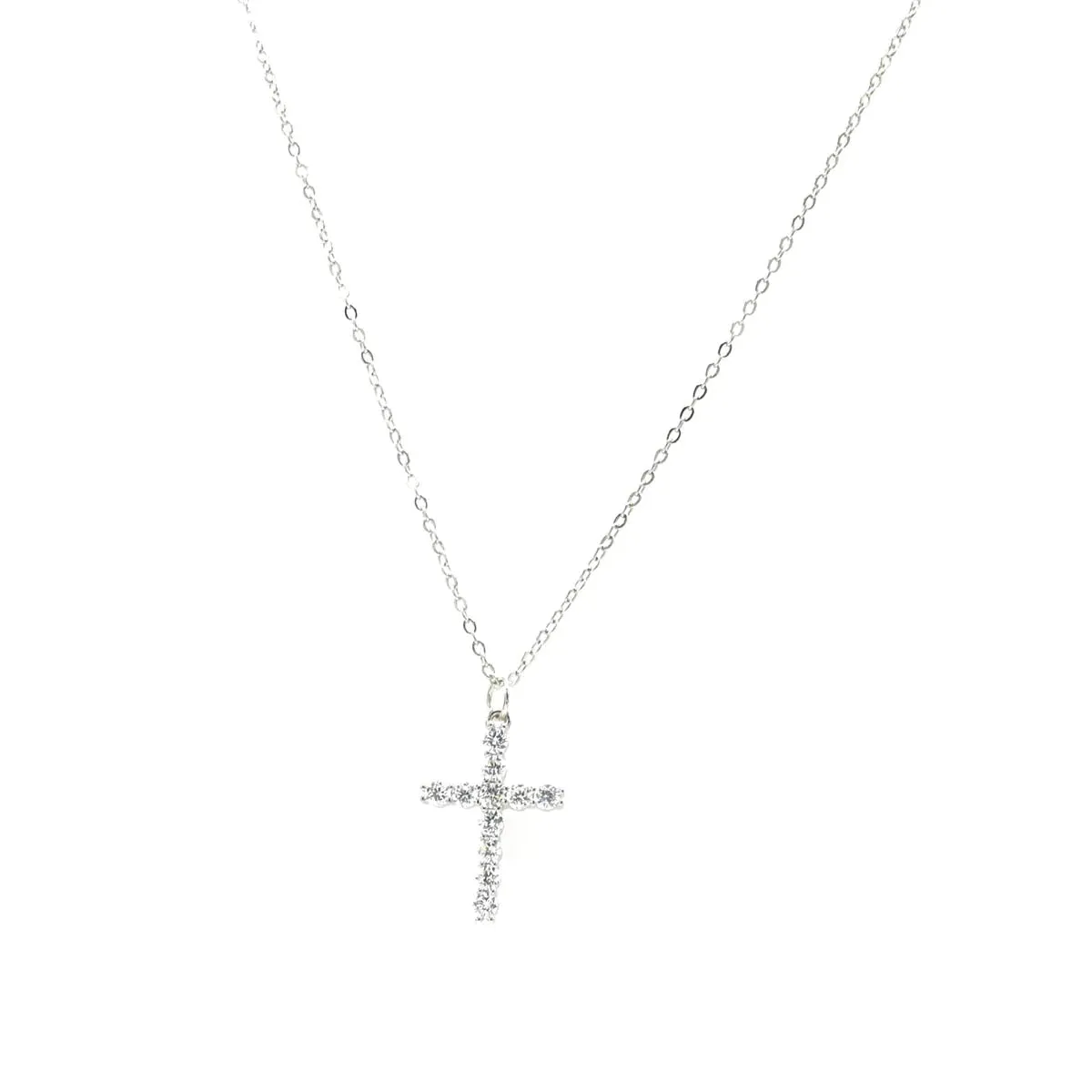 Cross Necklace CZ Cubic Zirconia 925 Sterling Silver Zircon Daywear Casual Dainty Necklaces