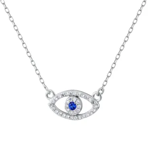 Crystal Pave Evil Eye Chain Choker Necklace