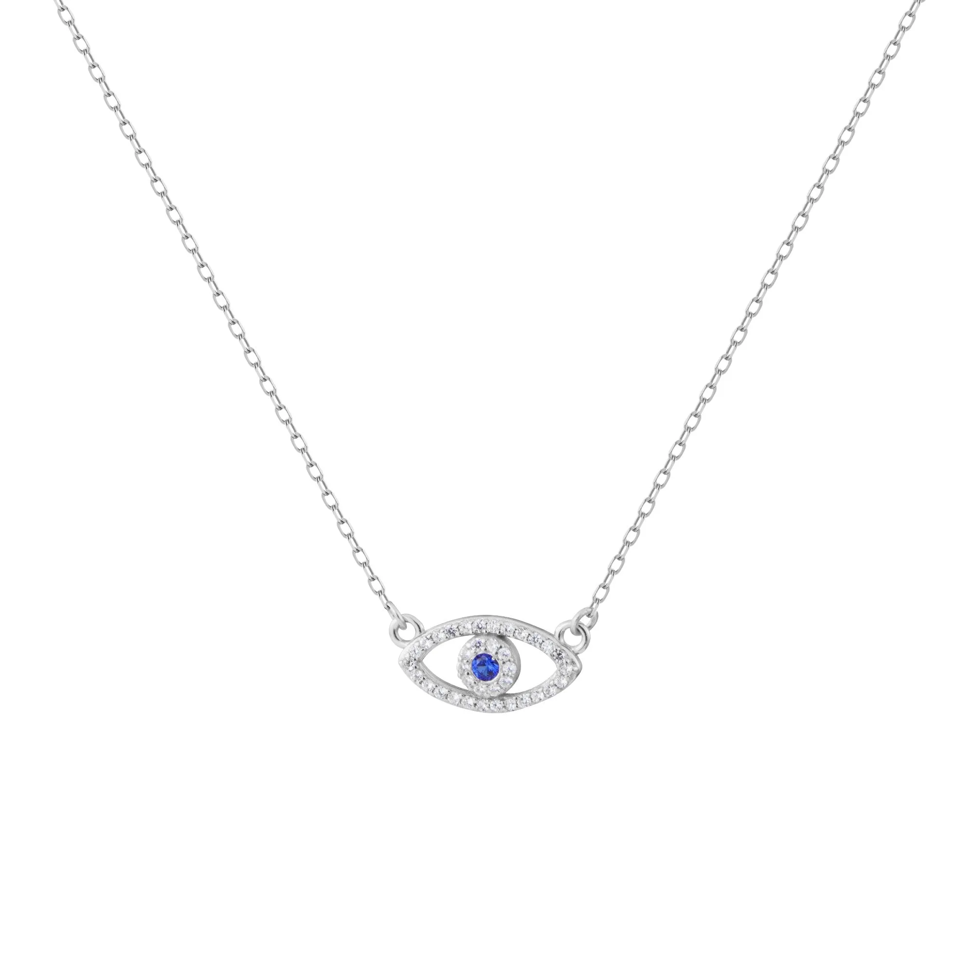 Crystal Pave Evil Eye Chain Choker Necklace