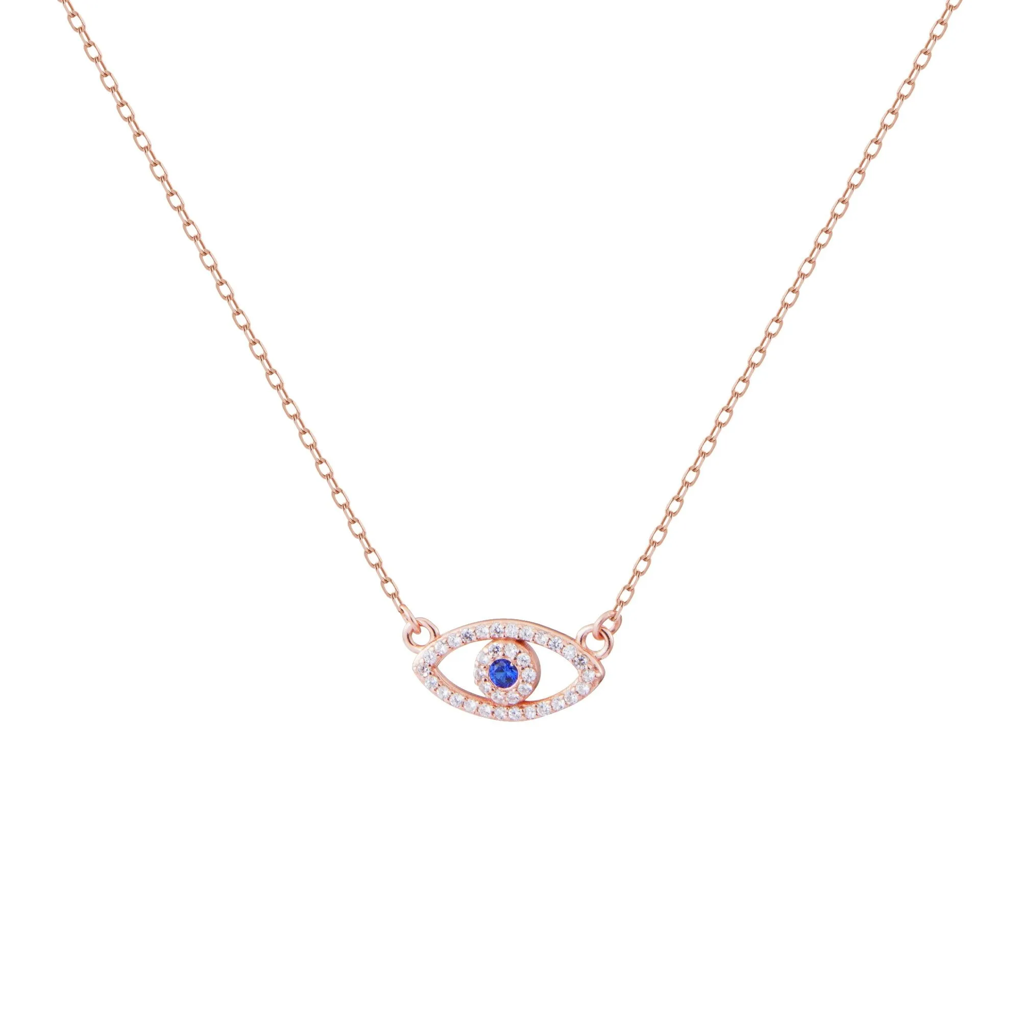 Crystal Pave Evil Eye Chain Choker Necklace