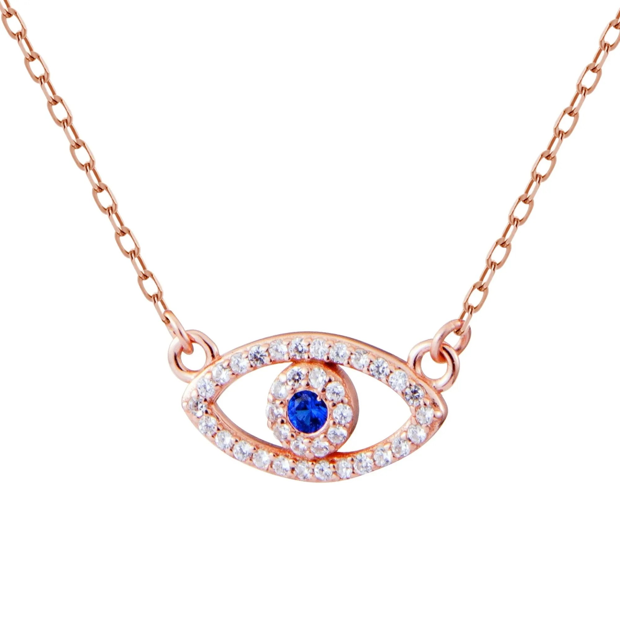 Crystal Pave Evil Eye Chain Choker Necklace