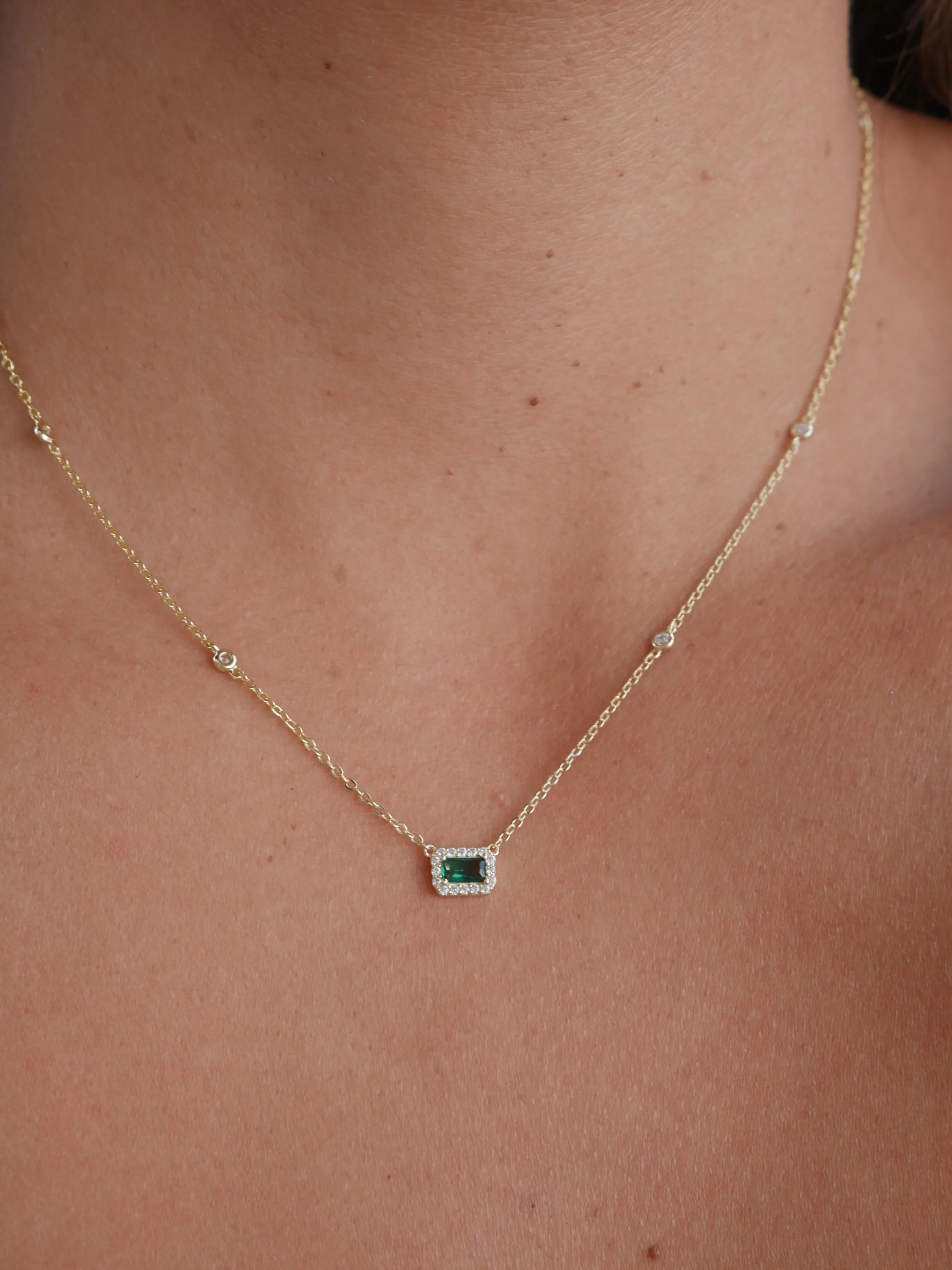 Dainty Rectangle Necklace .925 Sterling Silver ZIrcon Luxury Fashion Rectangle Necklaces