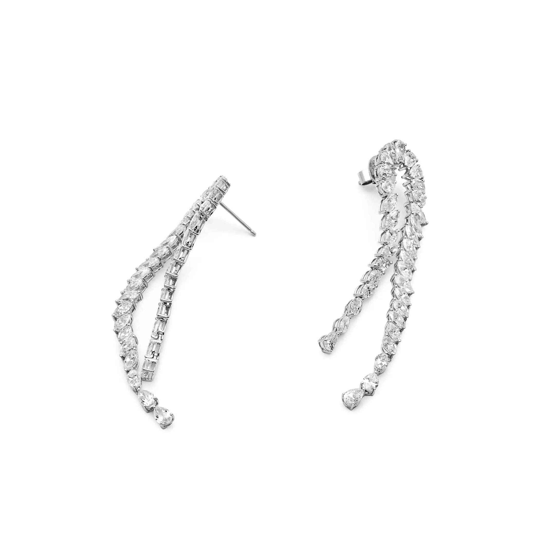 Elegant Cascade White Gold Diamond Earrings