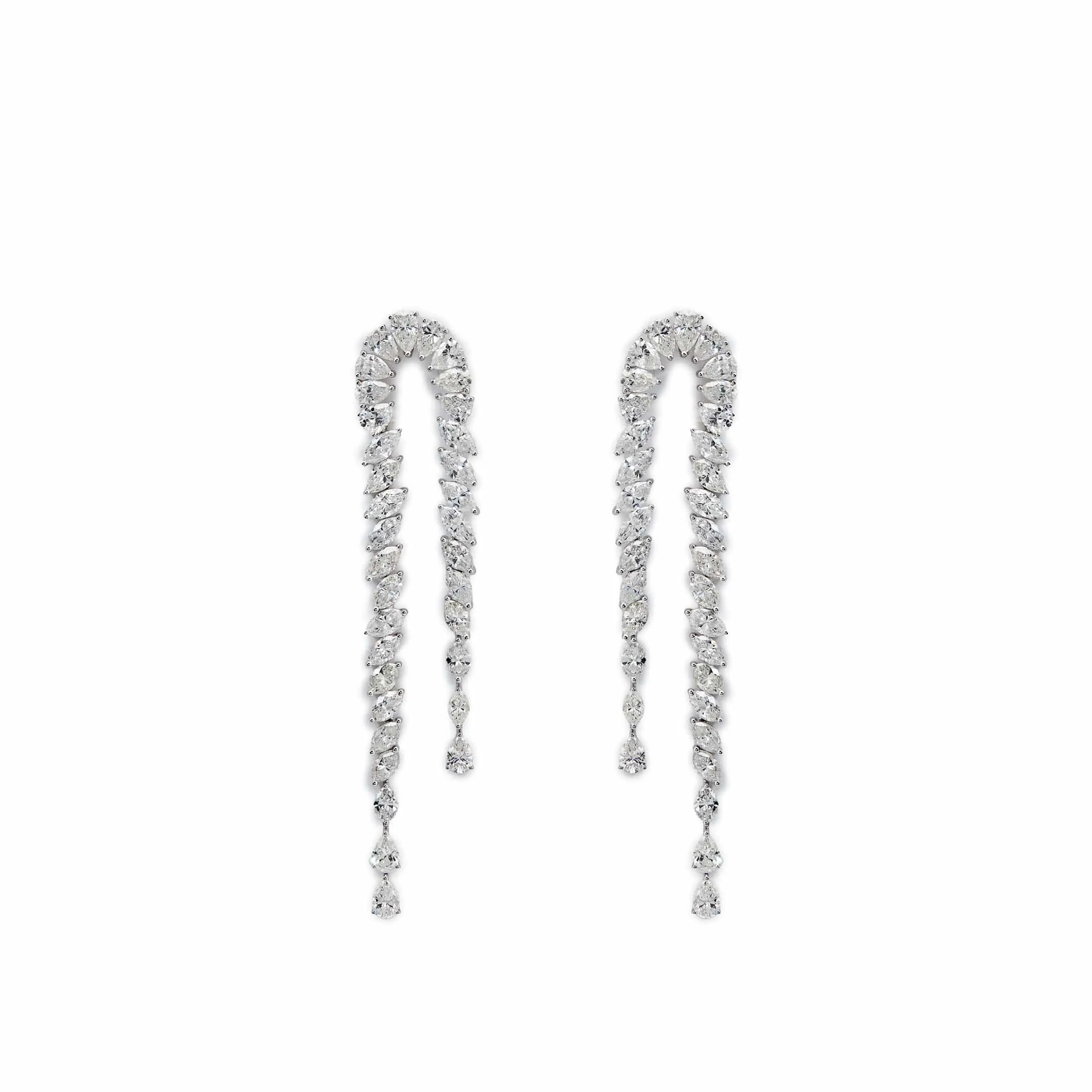 Elegant Cascade White Gold Diamond Earrings