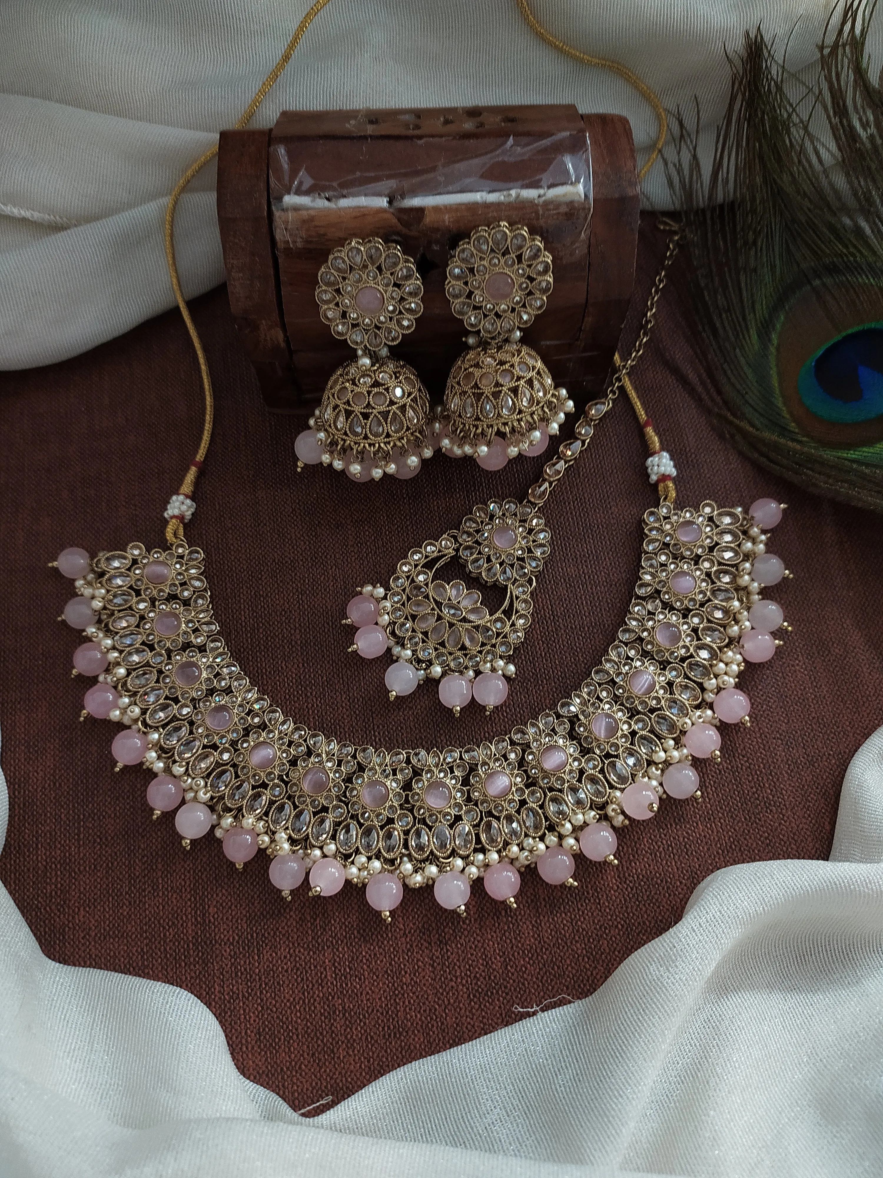 Elegant Polki Mehandi Necklace Set for Wedding