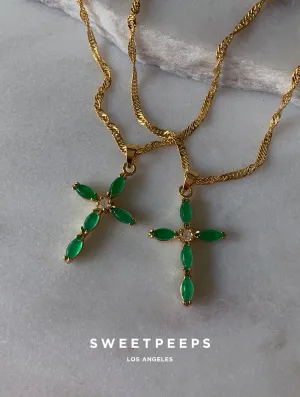 Emerald Cross Necklace