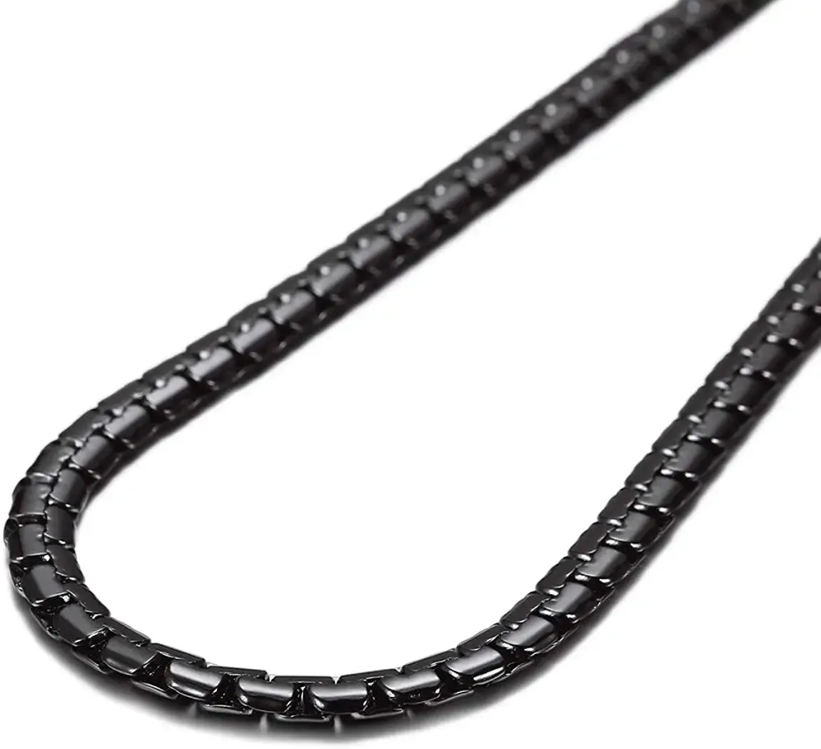 FLAT BLOCK CHAIN STEEL NECKLACE