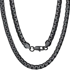 FLAT BLOCK CHAIN STEEL NECKLACE