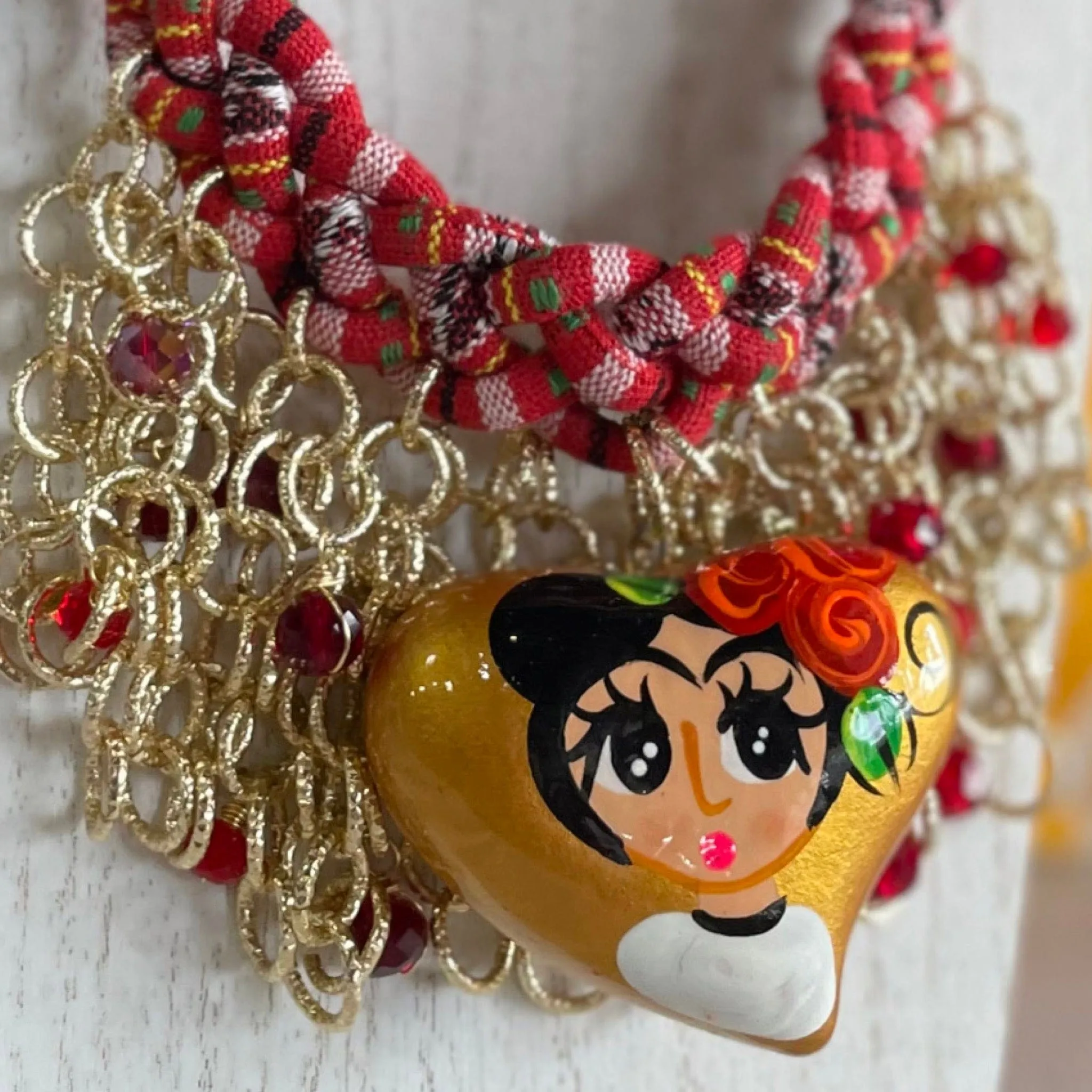 Frida Necklace Set - Ceramic Heart Braided