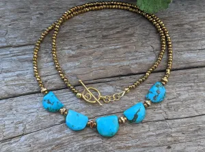 Genuine Turquoise & Gold Filled hematite Necklace