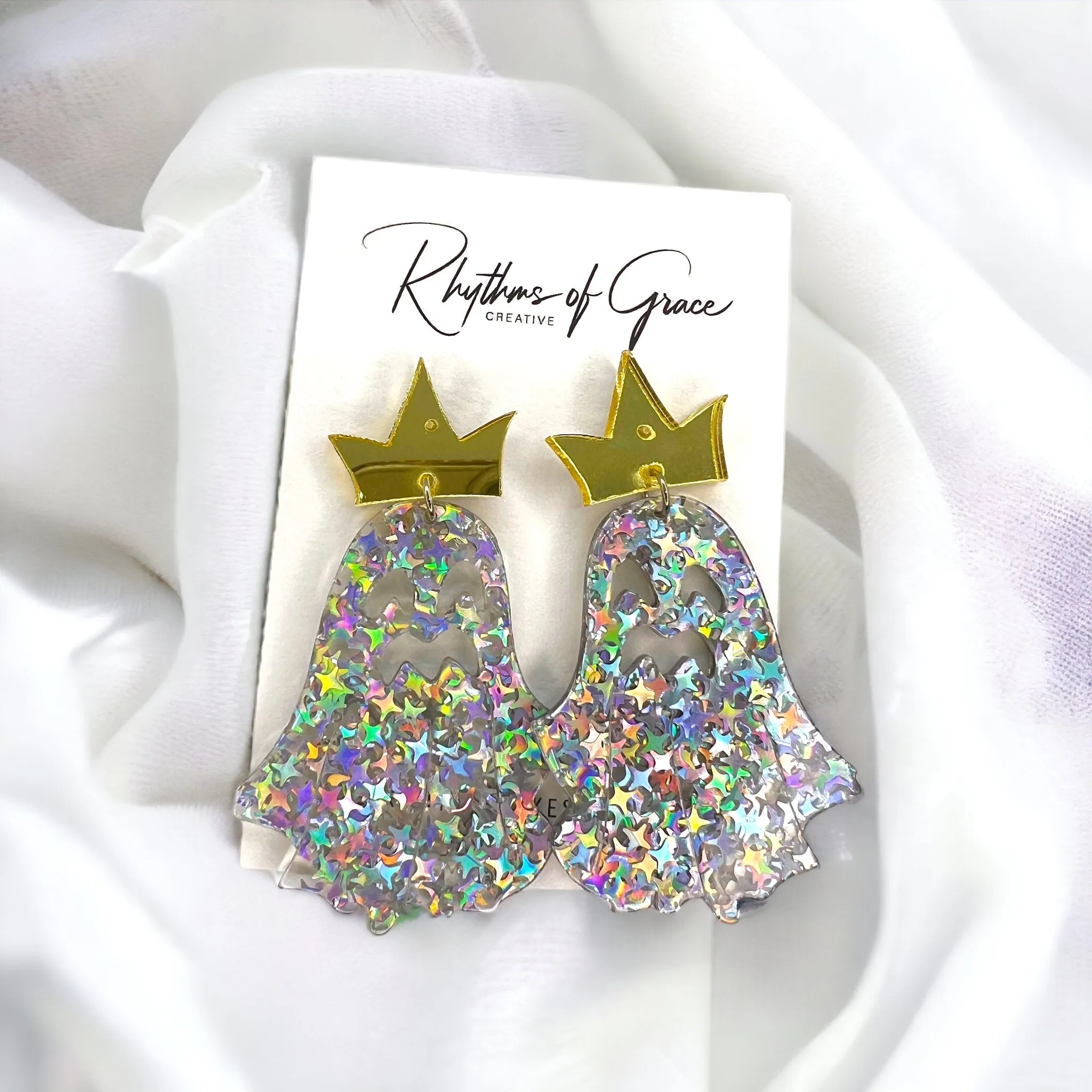 Glitter Ghost Earrings - Halloween Earrings, Cute Ghost, Not So Scary, Halloween Earrings, Halloween Costume, Halloween Queen