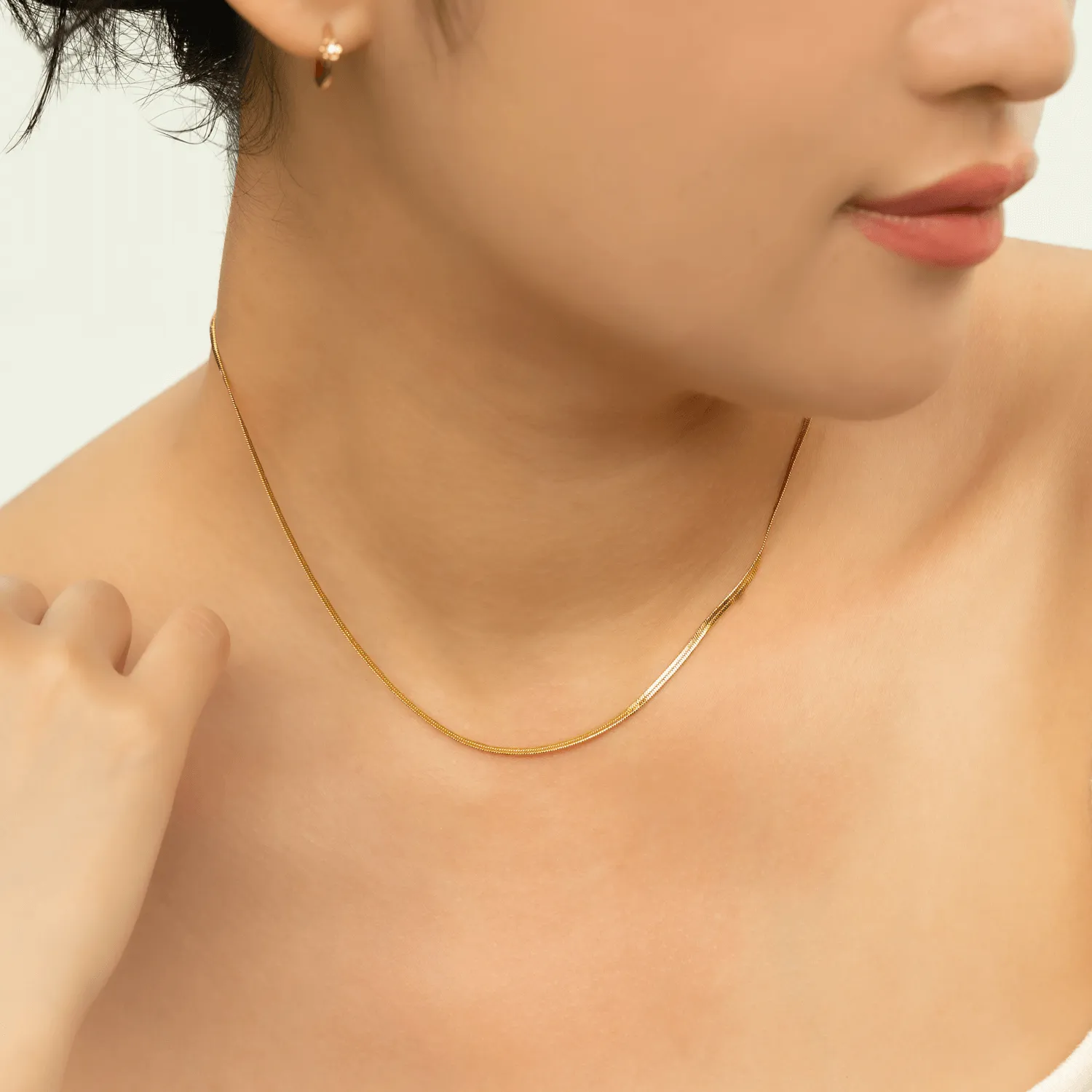 Gold Herringbone Chain Necklace